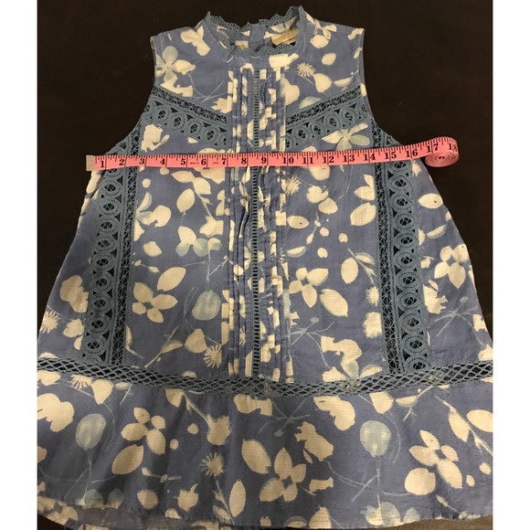 Anthropologie Vanessa Virginia Marisa Blue Sleeveless Floral Top - Size 4 - Picture 5 of 11